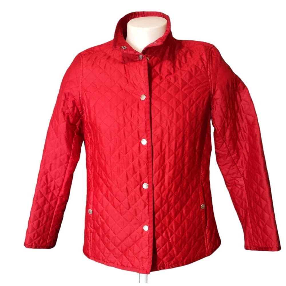 Nine & Company Jacket 12 Women Quilted Dimond Stitch Red‎ Cabin Core Barn Y2K